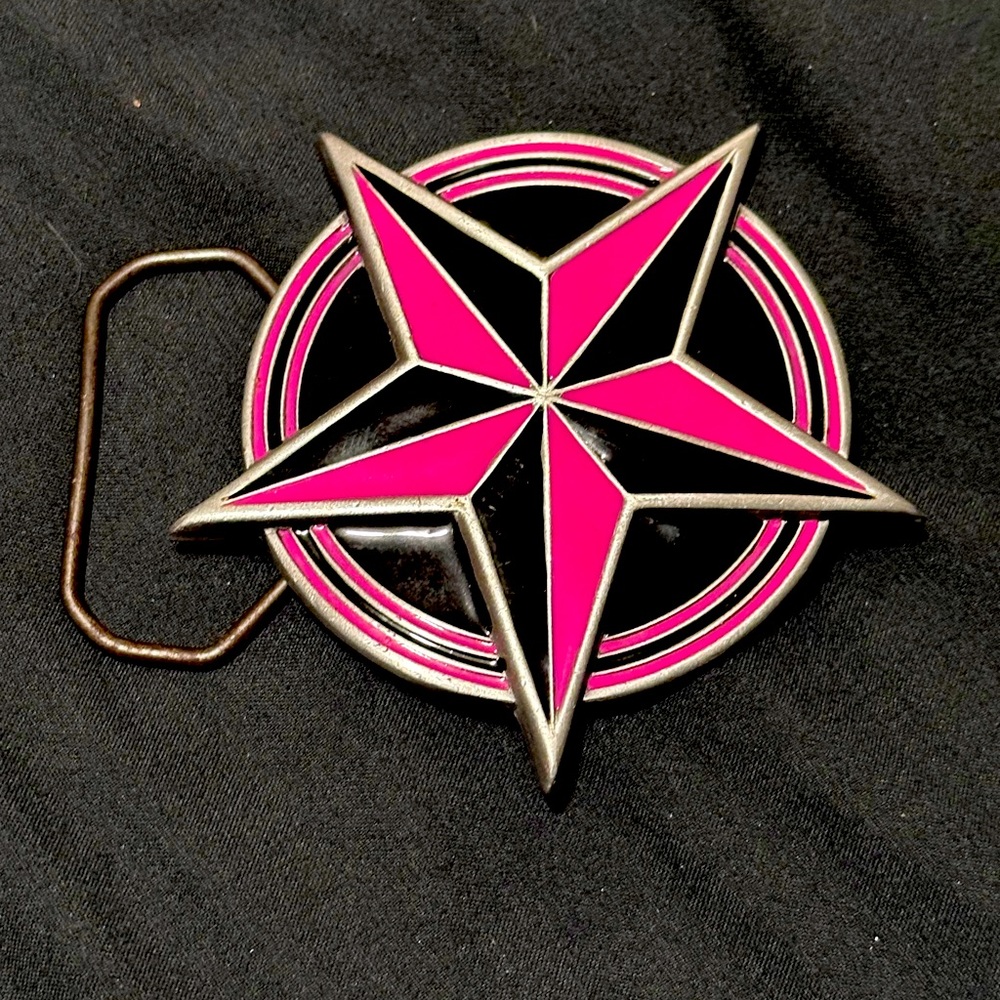 Black and Pink Punk belt buckle